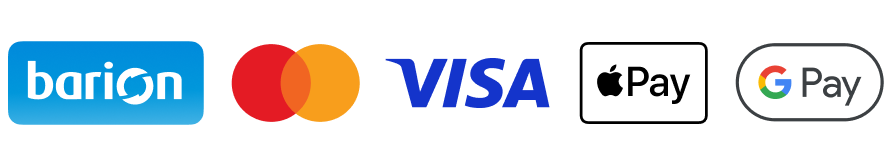 Elfogadott fizetési módok: Barion, Mastercard, Visa, Apple Pay és Google Pay